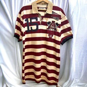 Trust 80 Akoo Mens Polo  Striped Shirt w/Embroidery 2XL 100% Cotton